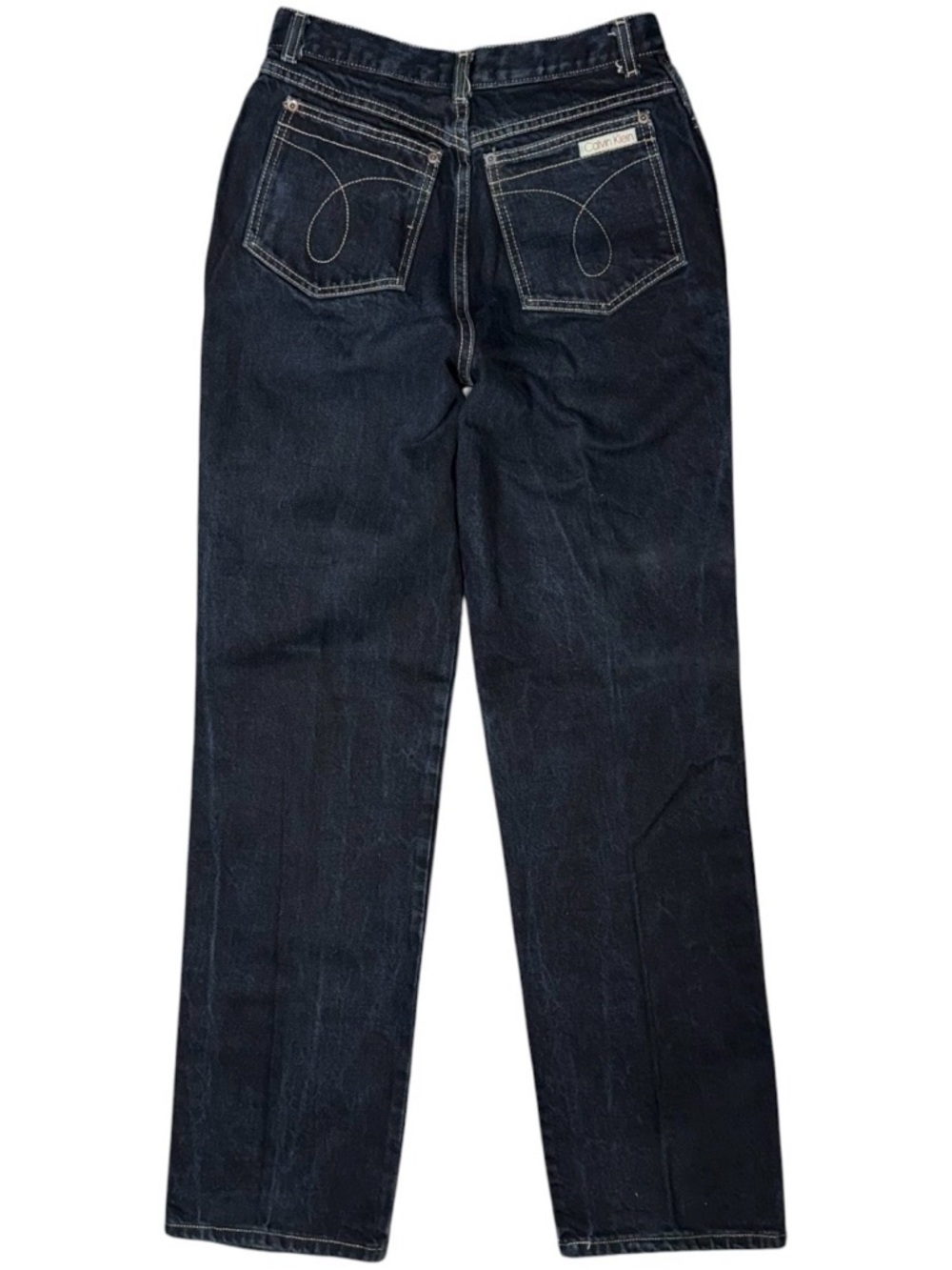 80s Calvin Klein Jeans High Waist Straight Leg Overdyed Black USA Made 26x32.5
